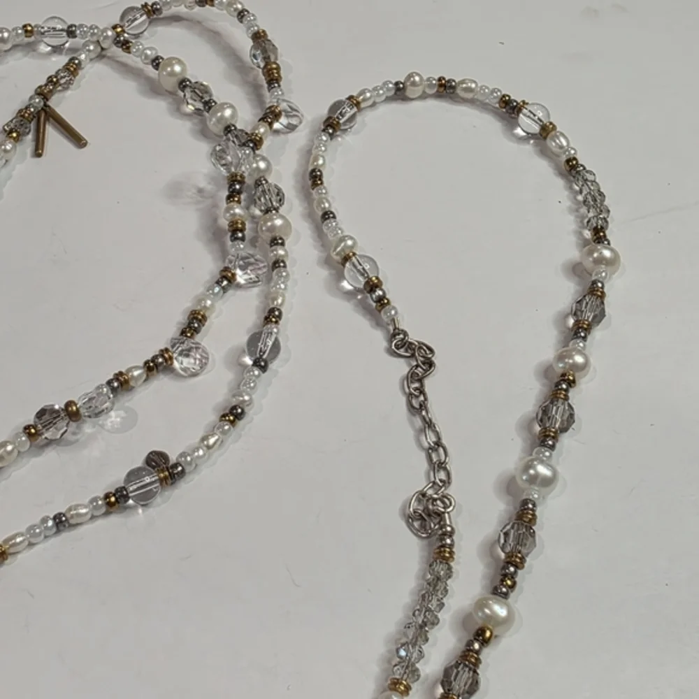 SILPADA‎ Stardust 54 Sterling Silver Brass Pearl Crystal Beaded Necklace - Picture 9 of 12